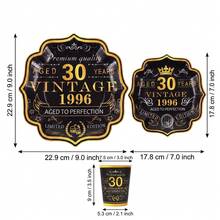 10/20/30/60件組 1996年復古30週年一次性餐具，30歲生日復古威士忌主題餐具，黑金皇冠桶身圖案波浪邊7英吋與9英吋盤子，9盎司飲料杯，適用30歲復古生日自助餐桌 - 多色/30歲 - 查看 7
