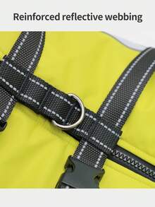 Small Dog Winter Jacket With Built-In Chest Straps, Fleece-Lined For Warmth, Reflective High Neck Design, Suitable For Cold Weather Dog Snow Clothing - Mustard Yellow - View 6