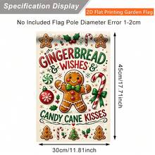 1pc 2D Flat Garden Flag, Gingerbread Christmas Element, Perfect For Camping And Yard Decoration, Single-Sided Printed Flag, All-Season Use, Garden Decor, Outdoor And Home Gathering Welcome Flag (Flag Only) - A - View 3