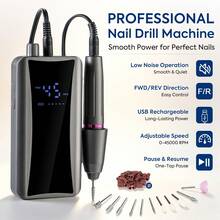 DianaBeauty 45000RPM Electric Nail Drill Machine, Rechargeable Nail File With LCD Display, Forward Reverse, Pause For Manicure Pedicure - Multicolor - View 3