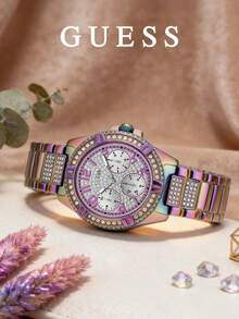 GUESS Lady Frontier Women Chronograph Watch 40mm Iridescent Rainbow Stainless Steel Case Full Crystal Paved GW0044L1 - one-size - View 2
