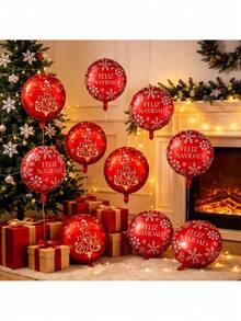 10pcs/Set 28-Inch Spanish Merry Christmas Round Balloons, Suitable For Christmas, New Year, Birthday Decoration, Christmas Theme Decoration Balloons, Indoor And Outdoor Use - Christmas - View 6
