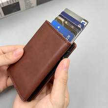 1PC Men's Casual Fashion 3-Fold Automatic Pop-Up Card Holder, Anti-Theft RFID Carbon Fiber Texture Anti-Demagnetization Card Sleeve, Pop-Up Aluminum Alloy Multi-Function (Gift For Father, Mother, Teacher, Couple, Must-Have Gift, Christmas, Halloween Gift) - A - View 9