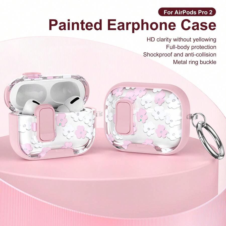 Apple Pro 3 Case Bluetooth Earphone Protective Cover Compatible With AirPods Pro 2/ 4 Multi-Function Lock Switch Bluetooth Earphone Protective Shell - Pink - View 1