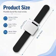 1pc Black Silicone Magnetic Wristband, Strong Magnetic Metal Surface For Adsorbing Sewing Pins And Hair Clips, Dual-Use For Patchwork Sewing And Hair Styling, Elastic Wrist Band Fits Wrist, Professional Practical Accessory For Handmade And Hair Salon - Multicolor - View 8