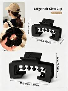 1/4pcs Oversized Hair Claw Clips Suitable For Wearing Hats, Hollow Square Design Fits Baseball Caps Easily. Strong Grip Holds Messy Hair Securely. Fashionable Matte And Tortoise Shell Colors, Ideal Hair Accessory For Women's Daily Outings. - Multicolor - View 8