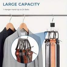 2pcs/1pc 360° Rotatable Belt Hanger, Space-Saving Multi-Functional Closet Organizer, Suitable For Belts, Bras, Ties, Scarves, Tank Tops And Wallets, Halloween, Christmas Gift - Rotating 6-prong Hook - View 6