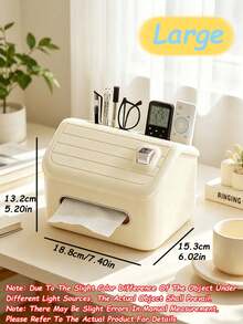 Multifunctional Plastic Tissue Box With Divided Storage Compartments, House‑Shaped Napkin Holder For Phone Remote Pen Eyeglasses, Desktop Organizer For Home Office Table - Multiple Styles - View 15