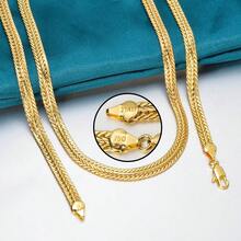 18K Gold Plated Wheat Chain Necklace For Men, Vintage Braided Rope Chain, Everyday Wear - Wheat Chain - View 6