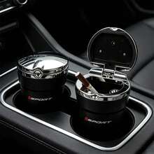 Sporty Portable Car Ashtray With Lid, Odor-Proof Leak-Proof Car Cup Holder Ashtray, With Sport Logo, Detachable Easy-To-Clean ABS Plastic Inner Liner, Car Interior Decoration Accessory - Sporty Style - View 3