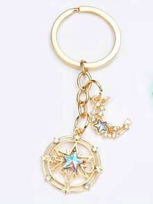 1pc Star & Moon Keychain, Sun Moon Star Element Exquisite Keychain Bag Pendant, Car Keychain, Great Gift For Friends And Holiday Gift - Multicolor - View 2