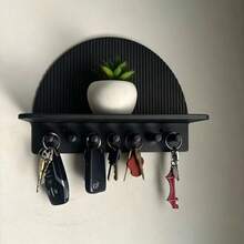 Curved Storage Wall Rack - Modern And Minimalist Entrance Key Hook Rack - With Countertop And Storage Divider - Wall-Mounted Storage Rack For Organizing Small Items In The Entry Bedroom And Office Area - A - View 6