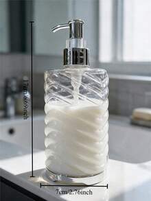 500ML 飯店浴室皂液器，沐浴露與洗髮精可補充空瓶，浴室皂液器 - 透明螺旋紋 - 查看 12