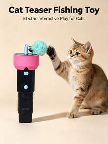 Electric Cat Teaser Toy With Automatic Retractable Fur Ball Launcher, Hands-Free Interactive Toy For Indoor Cats, Automatic Fur Ball Recovery, Boredom Relief Toy For Kittens And Adult Cats, Pet Toy - View 10