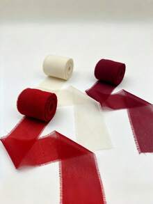 3 Rolls Handmade Tassel Chiffon Ribbon 1.5 Inch X 5.5 Size, Suitable For Bouquet Packaging Decoration, Wedding Invitation Handmade, Wedding Bouquet, Bow Decoration, Gift Wrapping Rope, Suitable For School, Christmas, Valentine's Day - Multicolor - View 10