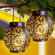 Iron Peony Solar Hanging Lantern,Compact Exquisite Patterned Solar Handheld Lamp,Cozy Glow Forgarden Patio Balcony Camping Lawn Decor,Great Forchristmas, Halloween Ghost Party,Thoughtful Decorative Light Gift For Birthday And Holiday Occasions - Solar Powered Iron Peony Lantern - View 7