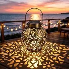 Iron Peony Solar Hanging Lantern,Compact Exquisite Patterned Solar Handheld Lamp,Cozy Glow Forgarden Patio Balcony Camping Lawn Decor,Great Forchristmas, Halloween Ghost Party,Thoughtful Decorative Light Gift For Birthday And Holiday Occasions - Solar Powered Iron Peony Lantern - View 9