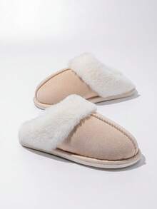 Unisex Plush Lined Slippers For Autumn/Winter, Comfortable Warm Soft Sole Indoor House Slippers, Cozy Warm Plush Non-Slip Home Slippers For Men And Women, Suitable For Home Use In Autumn/Winter - Beige - View 8