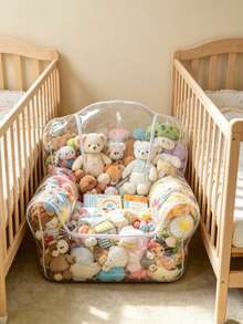 Storage Bean Bag, Large Capacity PVC Zipper Storage Bag, Bedroom Plush Doll & Blanket Storage Bag, Suitable For Nursery & Playroom - Transparent - View 1