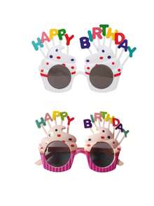 1pc Party Prop Glasses, Funny Cake & Slogan Design, Suitable For Photo Taking, Parties, Gatherings, Fun Selfie Props, Birthday Glasses, Christmas - Blue - View 11