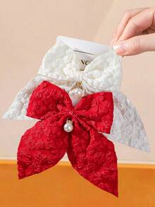 8/1 buah Jepit Rambut Anak Perempuan Motif Pita Ekor Burung Walet Cetak 3D dari Kain Aneka Warna dengan Liontin Mutiara Berlian Imitasi, Aksesori Rambut untuk Bagian Belakang Kepala dan Penggunaan Sehari-hari - MultiWarna - View 3
