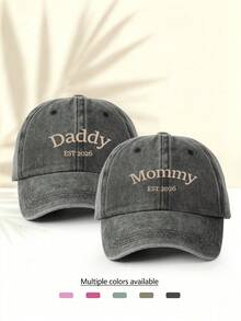 2pcs Fashion Minimalist Casual Versatile Washed Baseball Caps With "Daddy And Mommy" Letter Pattern Print, Unisex Essential Fashion Item All-Season Decorative Style Gift For Family And Friends - 2 PC Washable - View 8