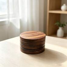 Natural Solid Wood Coaster, Round Heat-Insulating Anti-Scald Non-Slip Cup Holder, Home Coffee Tea Cup Mat, Kitchen Dining Table Decorative Pad - 13cm Round Coaster - View 2