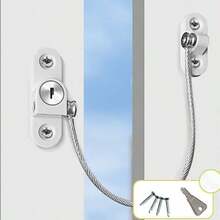 1pc Multi-Function Window Limit Lock, High-Rise Flat Push/Sliding Window Anti-Fall Steel Cable Limiter Anti-Theft Lock, Child Safety Lock Sliding Door Window Lock Clip, With Installation Screws - Multicolor - View 1