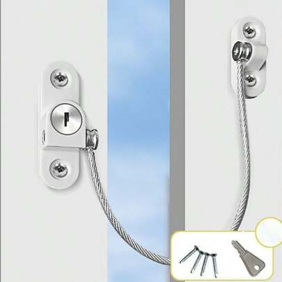 1pc Multi-Function Window Limit Lock, High-Rise Flat Push/Sliding Window Anti-Fall Steel Cable Limiter Anti-Theft Lock, Child Safety Lock Sliding Door Window Lock Clip, With Installation Screws