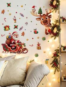 1pc,Multi-Style,Christmas Decoration Wall Sticker,Santa Claus/Car/Reindeer/Gift Box Pattern,PVC Self-Adhesive Removable Wall Sticker,Suitable For Bedroom,Living Room,Kitchen,Dining Room,Bathroom Background Wall,Toilet Sticker/Car Sticker - Multiple Styles - View 17