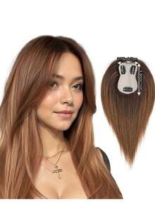 Penutup Rambut Wanita dari Rambut Manusia Asli Ukuran 7x11cm, Model Jepit, Menutupi Akar Rambut Beruban Alami, Rambut Palsu dengan Dasar Renda yang Tak Terlihat dan Bernapas, Panjang 12 Inci, Cocok untuk Rambut Tipis - MultiWarna - View 13