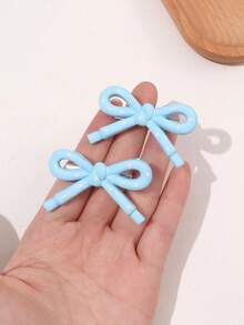 Multiple Dual-Color Polka Dot 3D Bow Hair Clips, Sweet Mini Side Clips For Girls, Basic Daily Bangs Hair Accessories (Random Color) - Pink - View 4