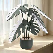 Monstera Potted Plant Coaster Set, With 6 Monstera Leaf Coasters, Artificial Greenery, Home Decor Essential, Suitable For Desk, Office, Study, Entryway, Dorm, Create Warm Decorative Atmosphere, Great Gift Choice, Suitable For Housewarming, Birthday Gift - Multicolor - View 13