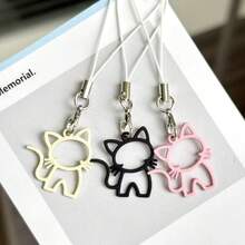 1pc Hollow Cat Phone Chain Pendant, Fresh Girly Phone Chain, Simple Versatile Phone Decoration, Universal USB Drive Exquisite Small Pendant - Multicolor - View 2