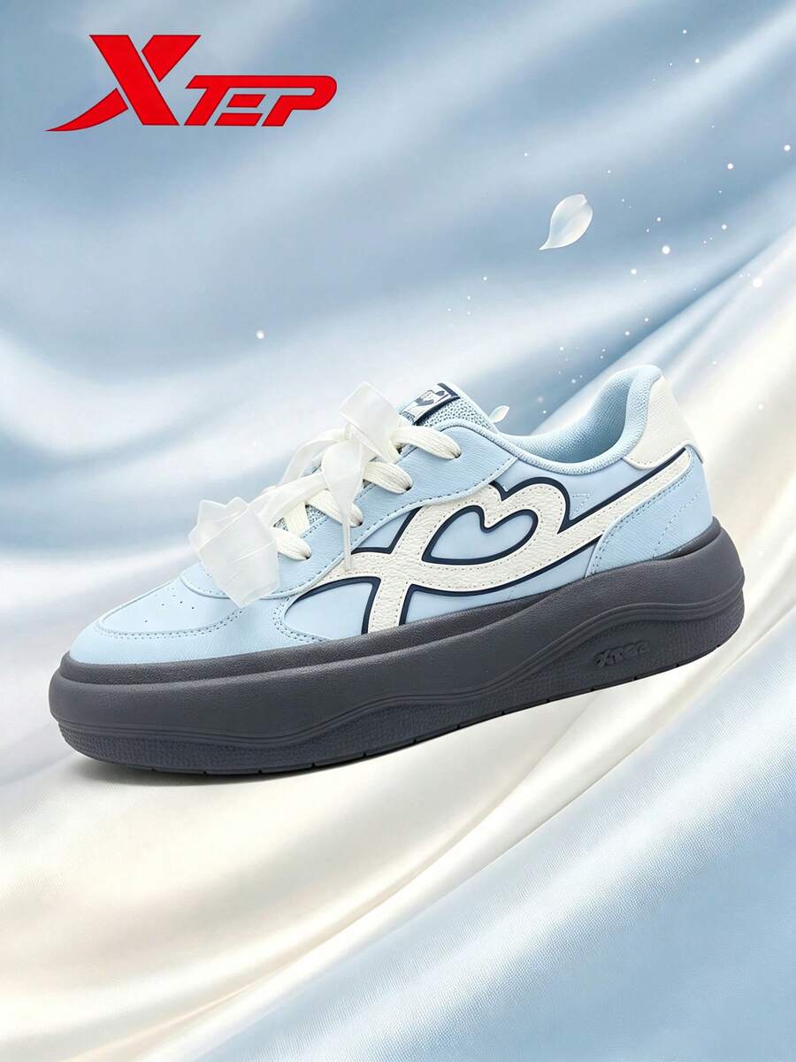 XTEP--Thick Sole German Training | Retro German Training Shoes Women's Autumn New Versatile Casual Shoes Height Increasing Thick Sole Sneakers Sports Shoes Clear Blue/Vanilla Yellow - Clear Blue/Vanilla Yellow - View 1