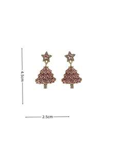 1 Pair Christmas Tree & Pentagram Fashion Earrings, Suitable For Women's Daily Commute - Pink - View 5