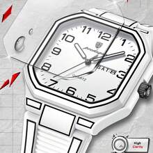 POEDAGAR Men's Luminous Waterproof Dual Calendar Minimalist Line-Edge Design Watch, Casual Business Watch, Fashionable Silicone Strap Quartz Watch - Multicolor - View 3