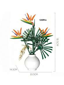 838Pcs Man‑Eating Flower Decor Building Blocks Set, Bag‑Packed 3D Eternal Flower Toy. Includes Man‑Eating Flower, Tropical Bird Of Paradise & Bird‑Shaped Flower. For Flower Lovers, Build Patience & Imagination, Desktop Ornament, Unique Couple Gift > - Multicolor(Bag) - View 11