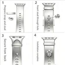 4pcs Watch Band Decorative Rings, Zinc Alloy Rose Flower Metal Sliding Charms, Suitable For Apple Watch Silicone Band, Smart Watch Band Jewelry Accessories, For Women, Available In Silver/Rose Gold/Gold (Band Not Included) - Mouldless - View 7