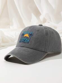 1pc Vintage Washed Baseball Cap For Men Women, Tropical Surf Printed Polyester Dad Hat, Distressed Retro Trucker Cap Outdoor Sun Beach Hat - A - View 17