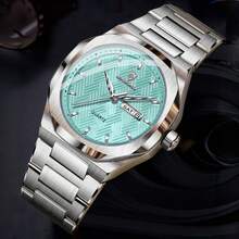 Fashionable Men's Luminous Waterproof Dual-Calendar Stainless Steel Quartz Watch, Luxurious Business Watch, Birthday, Halloween And Christmas Gift - Multicolor - View 6
