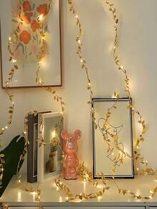 1pc Gold Leaf String Lights, LED Gold Leaf Vine Fairy Lights, Suitable For Home Decor, Bedroom Decor, Wedding Decor, Birthday Decor, Party Decor, Christmas Decor, Thanksgiving Decor, New Year Decor And Room Decor - Warm Light - View 8