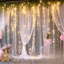 Twinkling Warm White Curtain Fairy Lights, Battery‑Operated Hanging LED Lamp, Equipped With Battery Box(Batteries Not Included), For Window, Wedding & Xmas Decor - White - View 2
