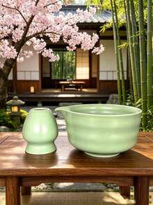 2/4/5pcs 500ml Handmade Vintage Ribbed Matcha Bowl Set, Made Of Premium Ceramic, Elegant And Exquisite, Easy To Carry And Use, Suitable For Business Meetings, Art Appreciation, Travel, Leisure And Other Occasions, Also Suitable For Japanese Tea Ceremony And Back To School Season - Multicolor - View 17