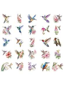 50PCS,Hummingbird Transparent Stickers,Scrapbook Supplies,Creative And Aesthetic Design Sticker,Suitable For Notebook,Journaling Supplies,Mobile Phone - 50pcs - View 2
