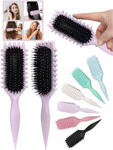 2035Brush 卷发梳 - 打造卷发、波浪和螺旋卷，减少毛躁，定型湿发，男女皆宜，情人节礼物 - 彩色 - 查看 3