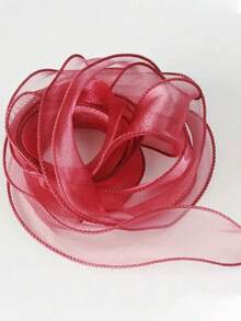 1 Roll 9m Hemmed Ribbon For Floral Arrangement Packaging, Bows, Gift Wrapping, Wedding, Holiday And Party Decoration - Burgundy - View 4