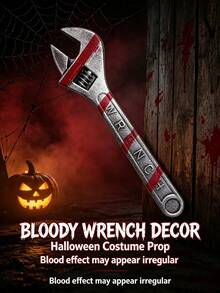 1PC Halloween Costume Prop Fake Manual Tools Hammer Wrench Crowbar Pipe, Blood Stains Are Manually Sprayed, May Slightly Differ From The Image, Please Do Not Purchase If You Mind - Multicolor - View 7