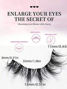 10 Pairs Fox Eye Full‑Strip False Eyelashes, Flared Winged Corner Lashes Thick End‑Extended Cat Eye Design For Eye Lash Extension Daily Party Women Makeup - Black - View 6