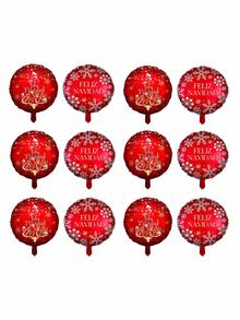 10pcs/Set 28-Inch Spanish Merry Christmas Round Balloons, Suitable For Christmas, New Year, Birthday Decoration, Christmas Theme Decoration Balloons, Indoor And Outdoor Use - Christmas - View 5